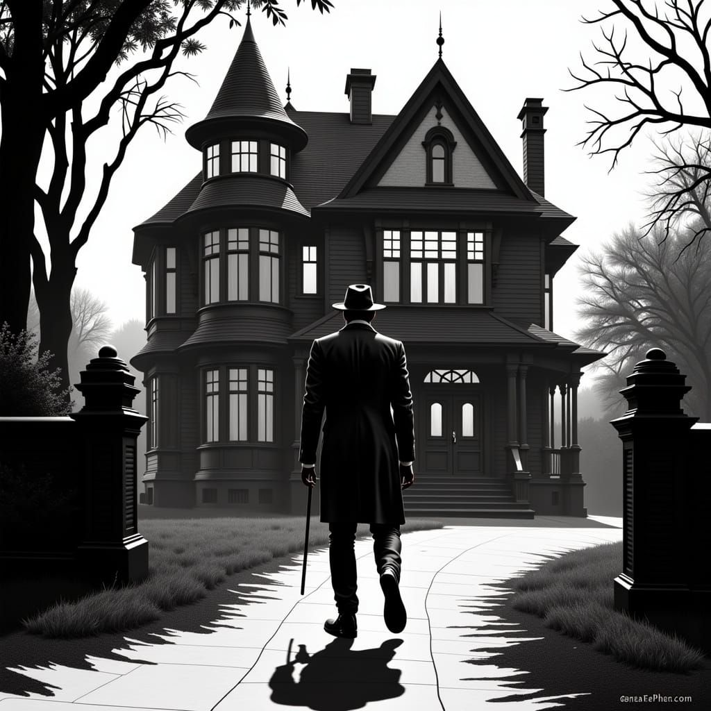 Film Noir House in the Style of Classic Photography