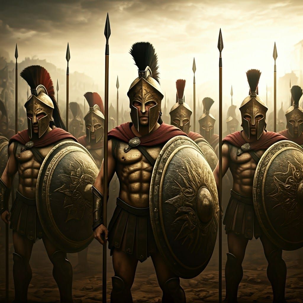 300 Spartans Ready for Battle: Cinematic Greek Epic