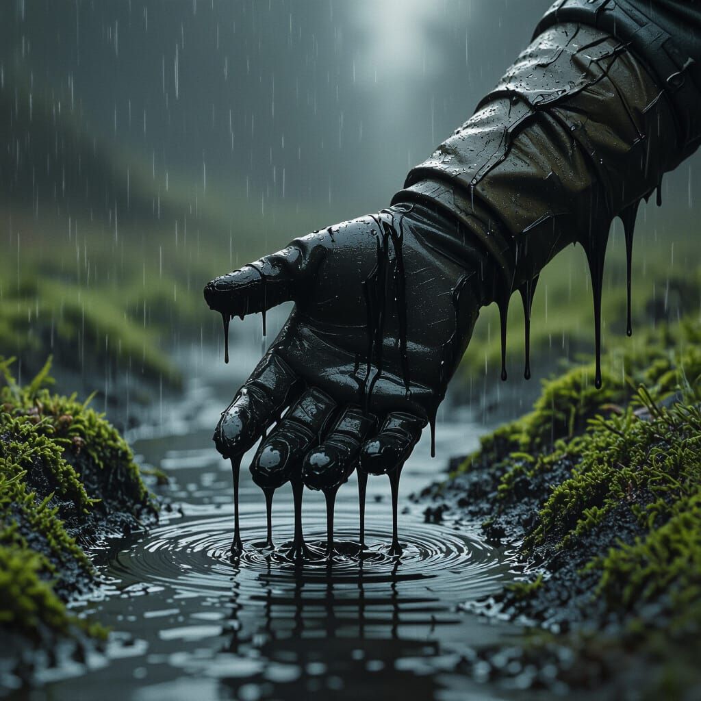 Eerie Gloved Hand Reaching from Earth