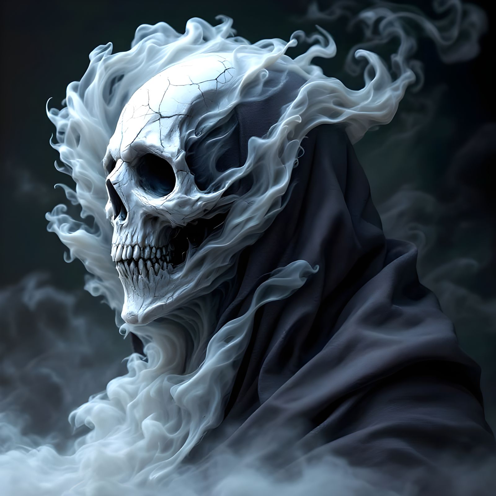 Photorealistic Sculpture of Grim Reaper in Digital Art Style