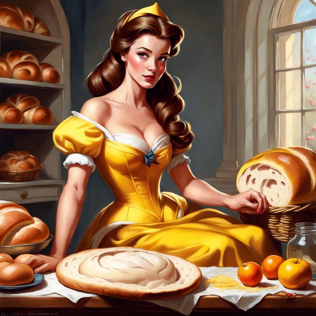 Princess Belle Baking Bread: Pin-Up Style Portrait