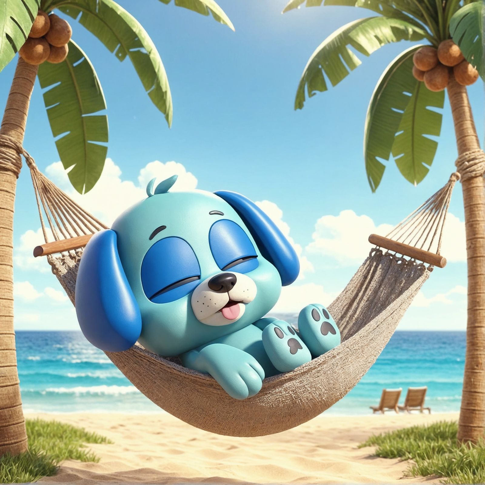 Blue Puppy's Beach Nap: CGI Cartoon in High Definition