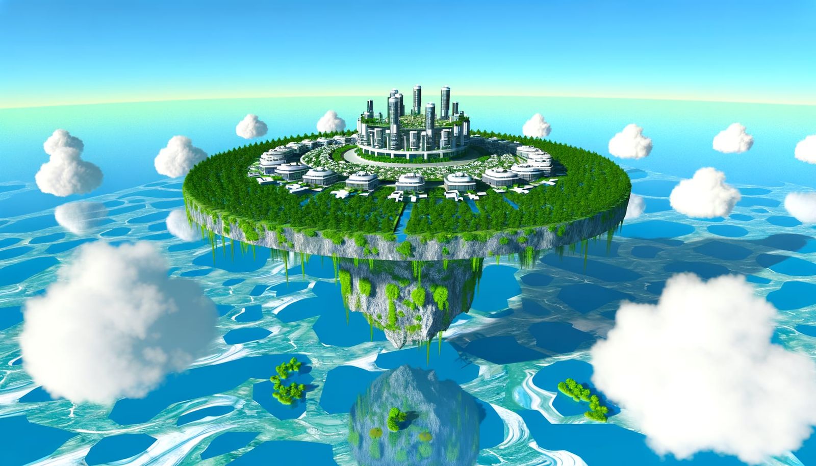Utopian Oasis on a Majestic Floating Isle