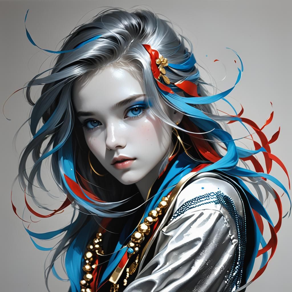 Abstract Image of Vermillion, Gold, Azure, Silver