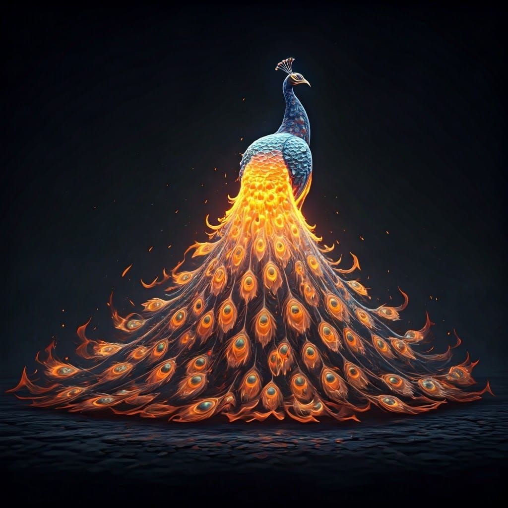 Vibrant Peacock Born of Blazing Colors