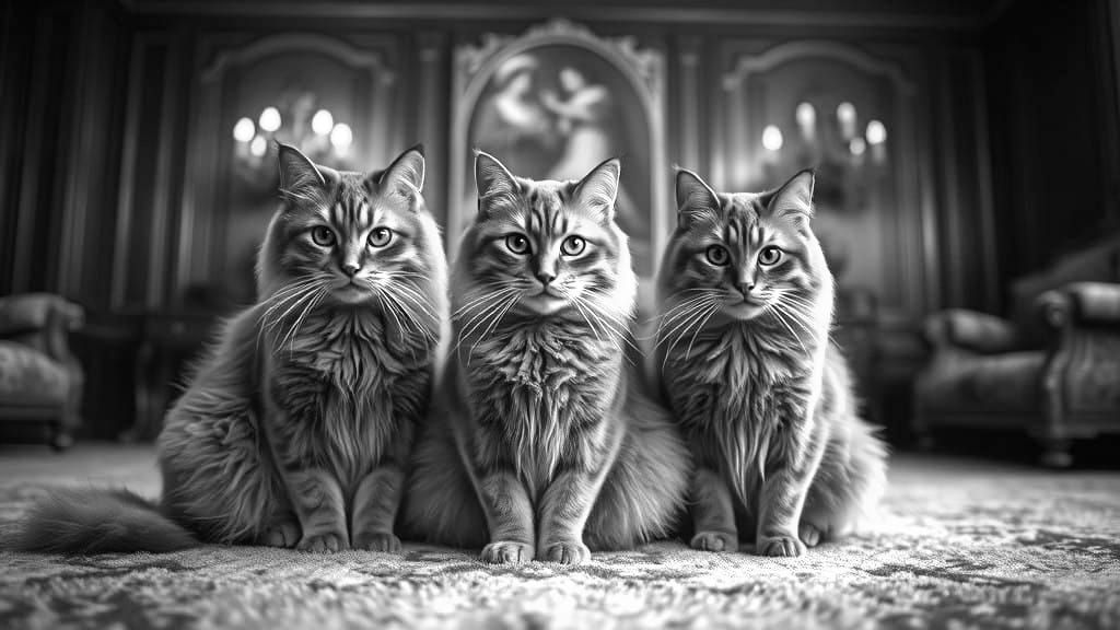 Regal Red Felines in Opulent Luxury