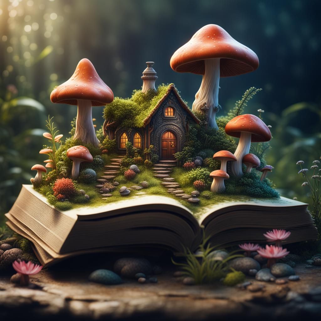Magical Miniature Garden on Open Book
