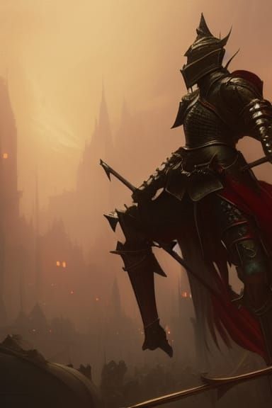 Elf Knight in Armor: Dark Fantasy Masterpiece