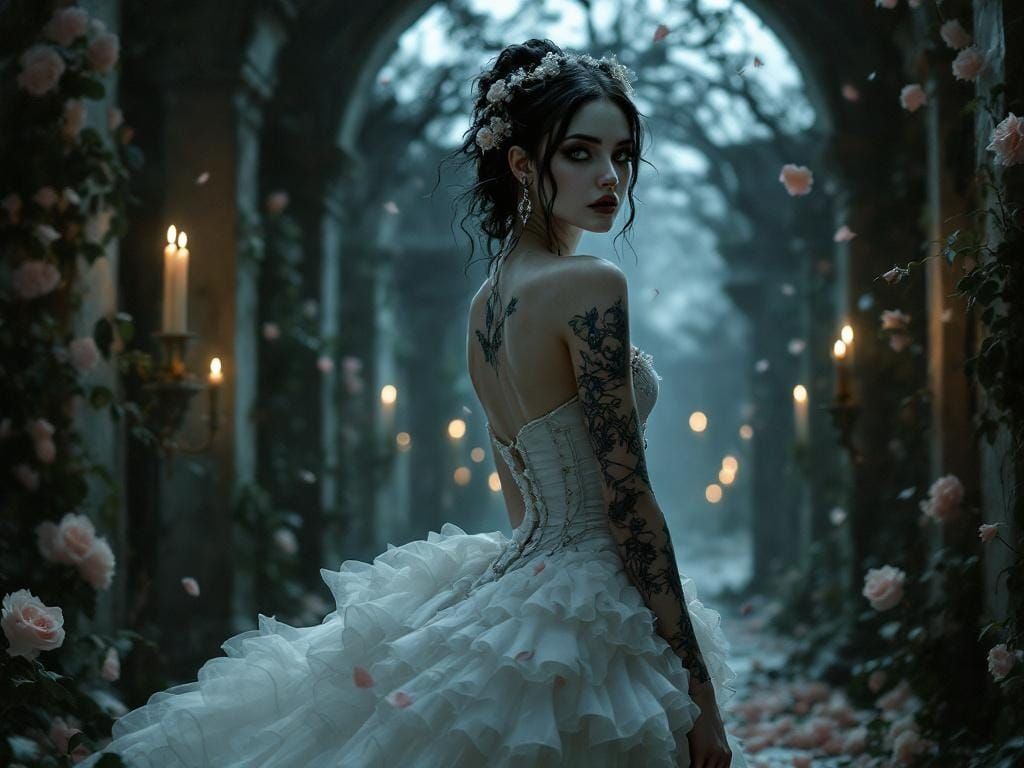 Gothic Ballerina Portrait in Dark Fairytale Style