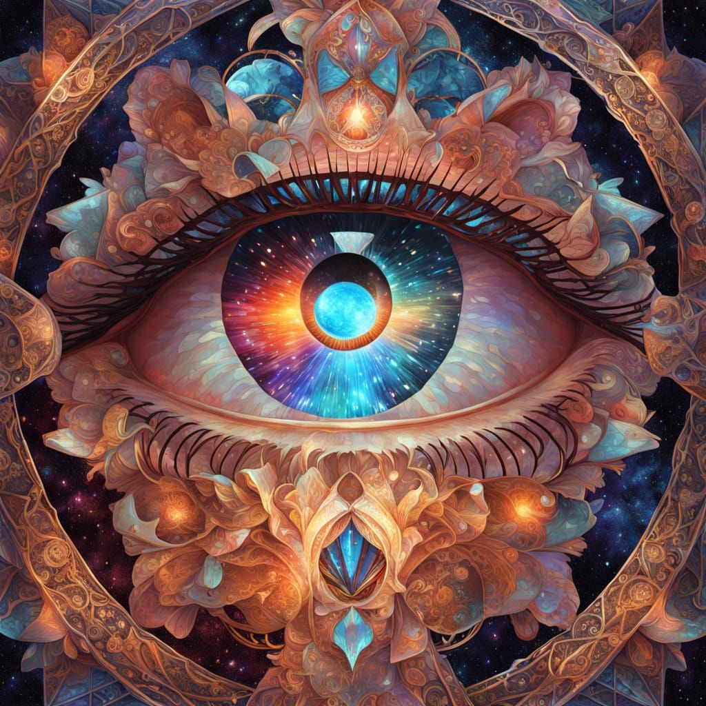 Surreal Faberge Face in Cosmic Illustration Style