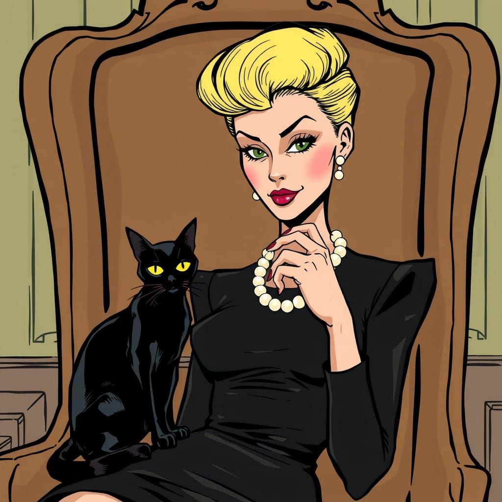 Sultry Femme Fatale in Vintage Comic Book Style