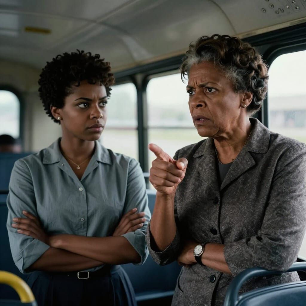 Rosa Parks and Claudette Colvin Argue on a Bus