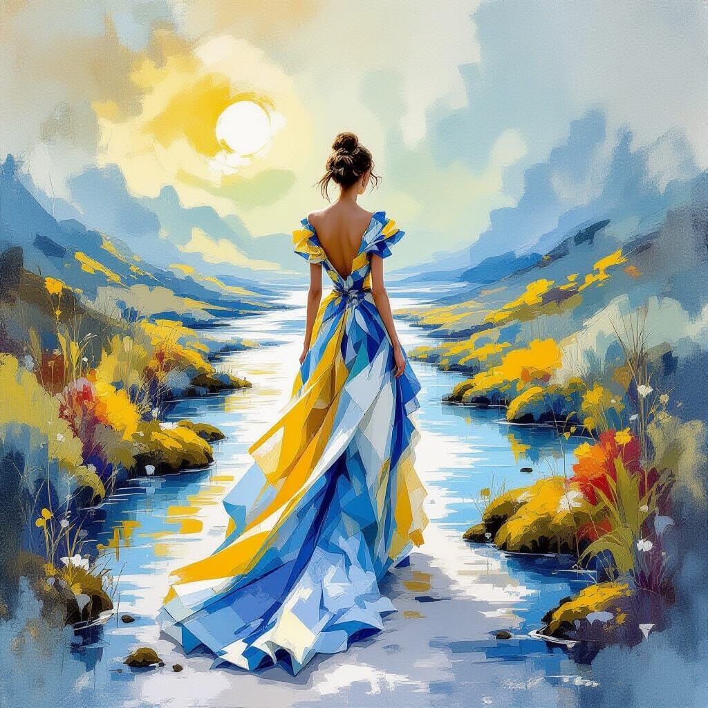 Fashionista on Scandinavian Catwalk as Impressionist Paintin...