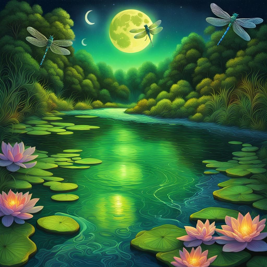 Astral River Road Illustration in Mixed Media