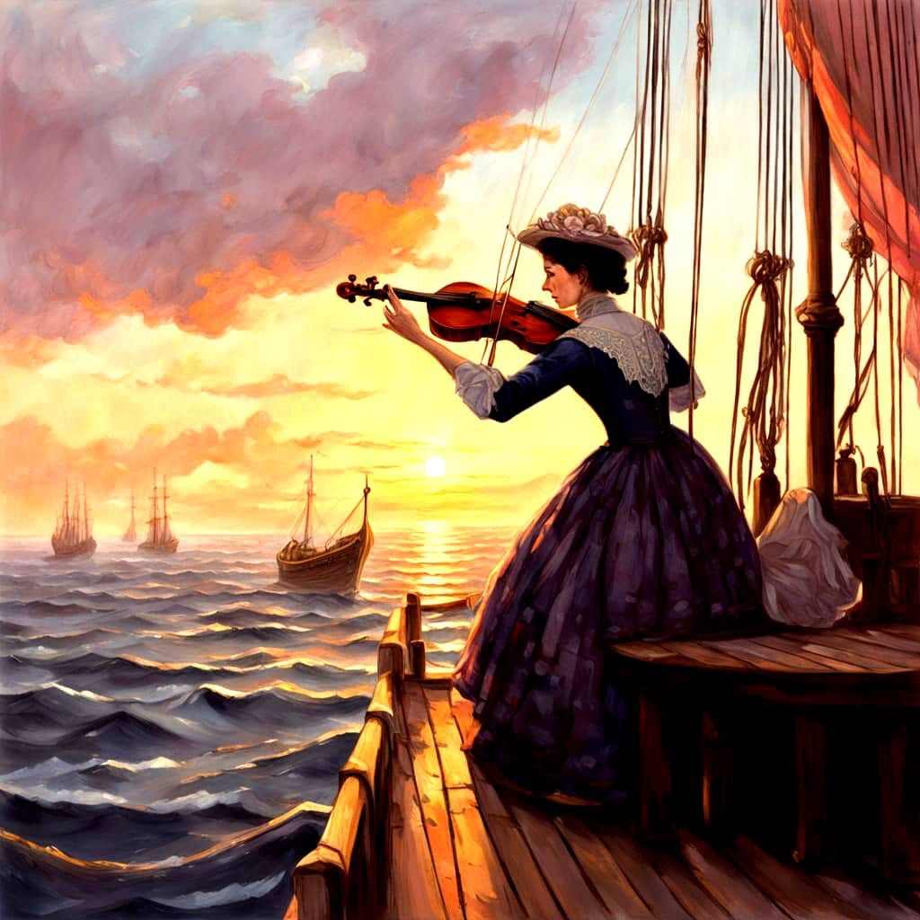Romantic 18th Century Naval Officer Plays Violin for Spanish...