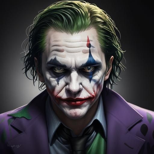 Hyperrealistic Joker Concept Art in Splash Art Style
