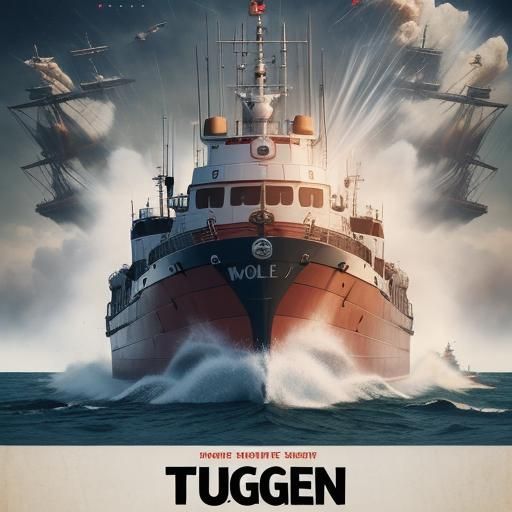 Tugboat in Battle: Dramatic Movie Poster