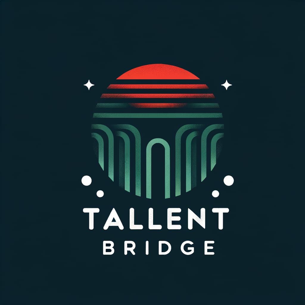 Unique Talent Bridge Logo in Dark Green, Red, and White