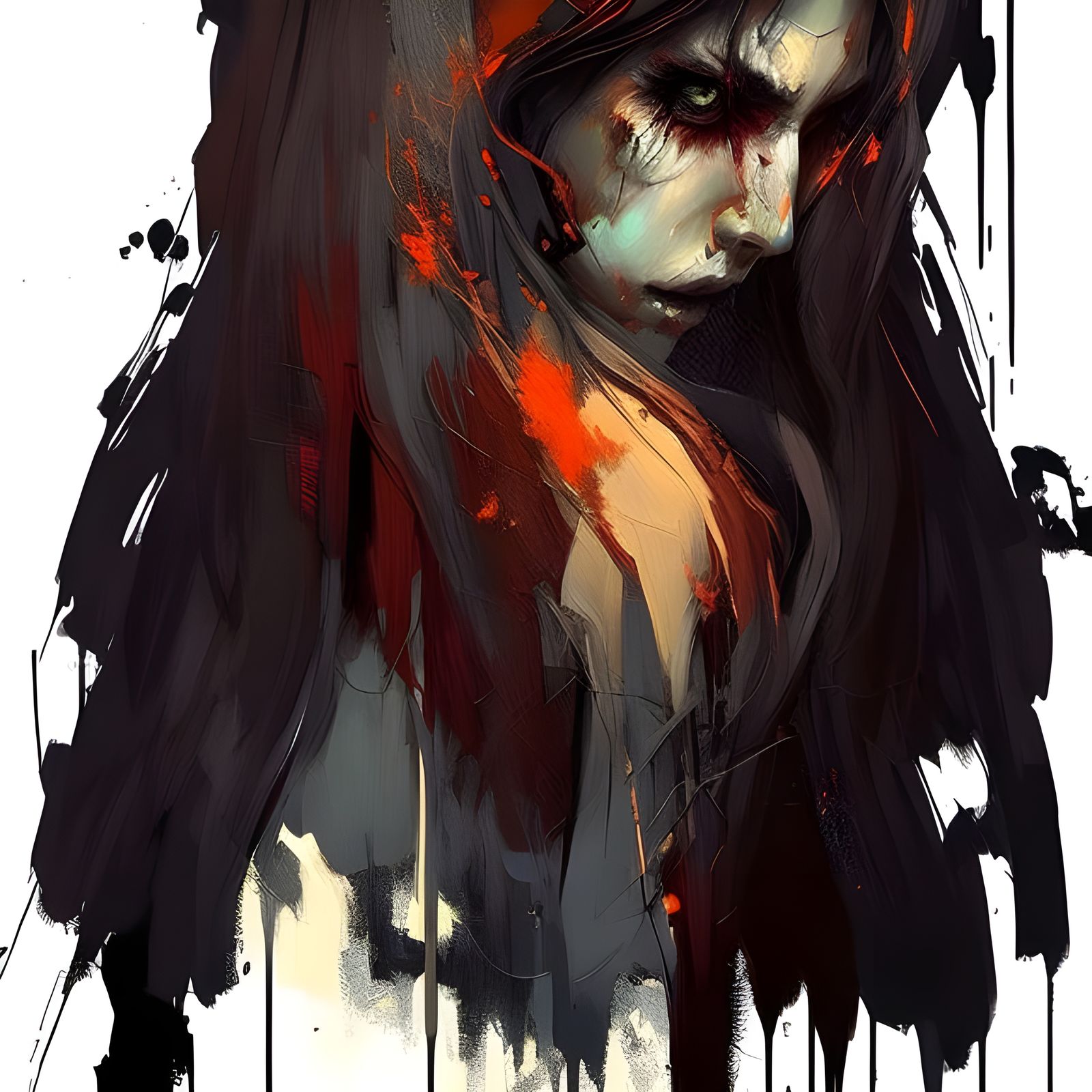 Lonely Ghost: Dramatic Portrait in Oil and Ink