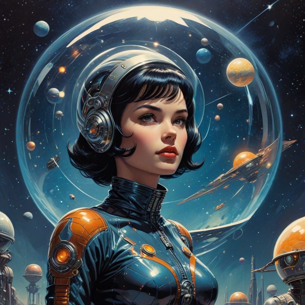Retro-Futuristic Cosmic Goddesses in Moebius-Inspired Scienc...