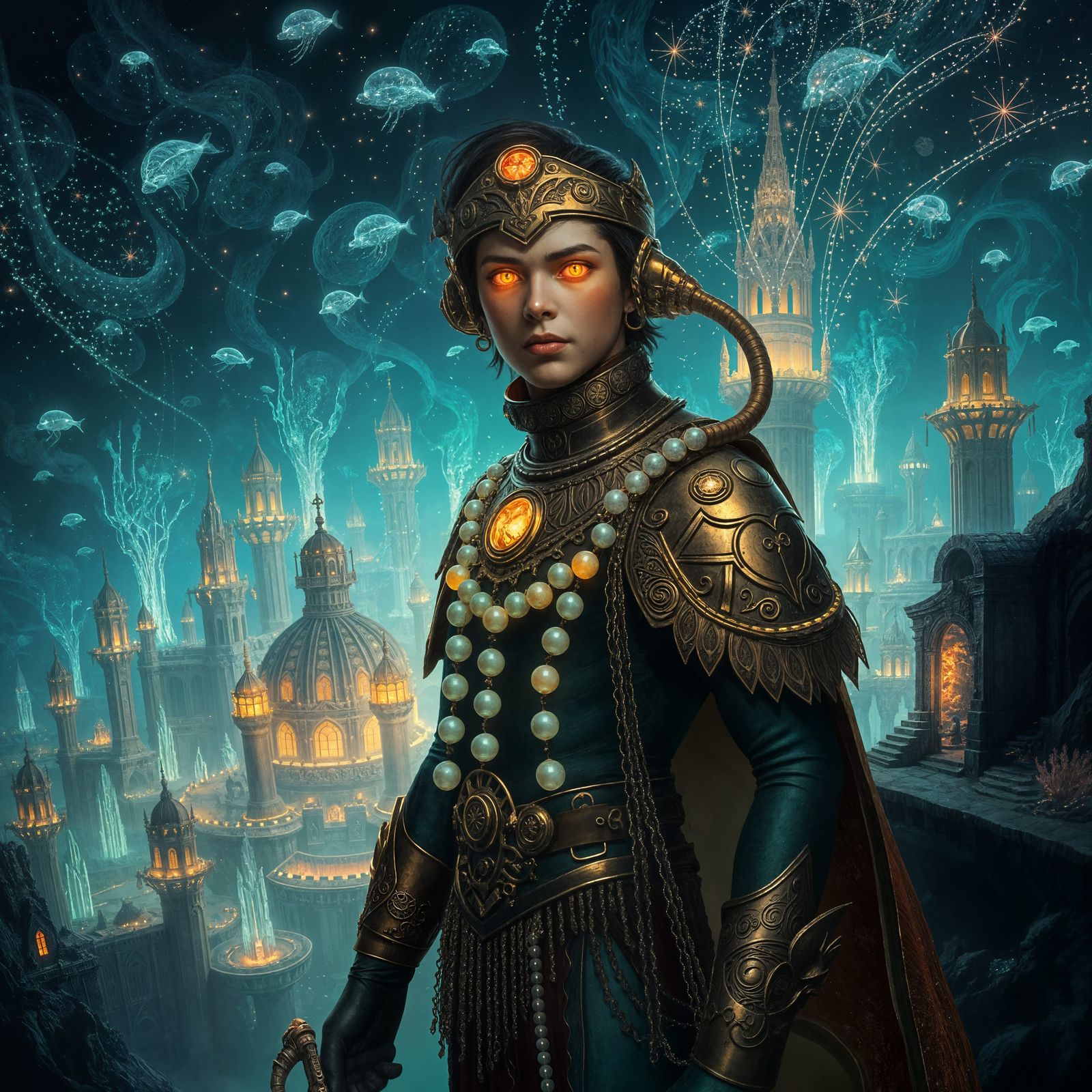 Underwater Atlantis in Cyberpunk Splendor