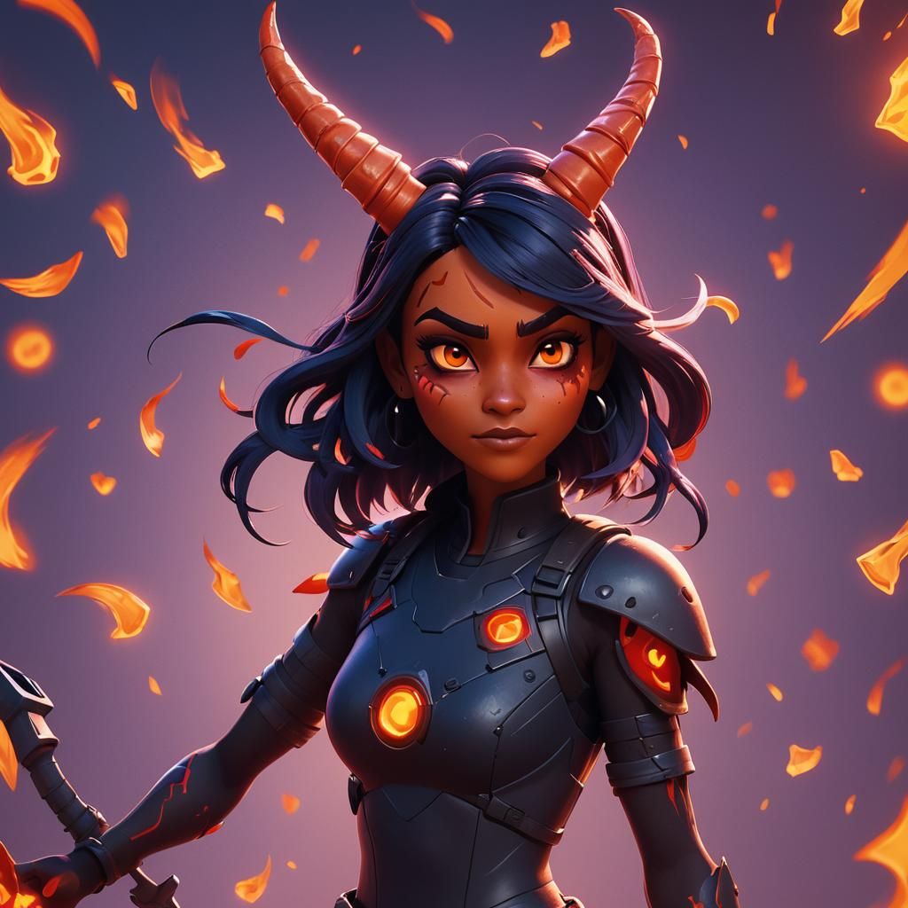 Fortnite Demon Girl Skin in Pixar 3D Style