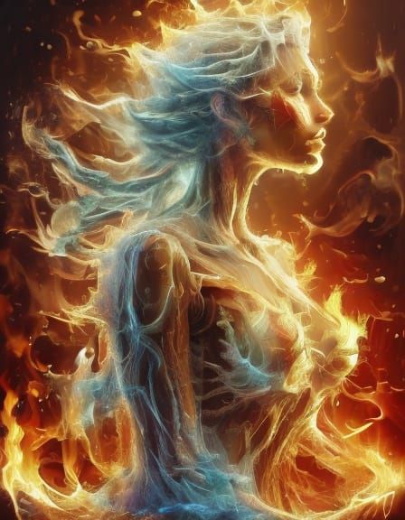 Phoenix Rises from Iridescent Flames in Vibrant Oil Painting