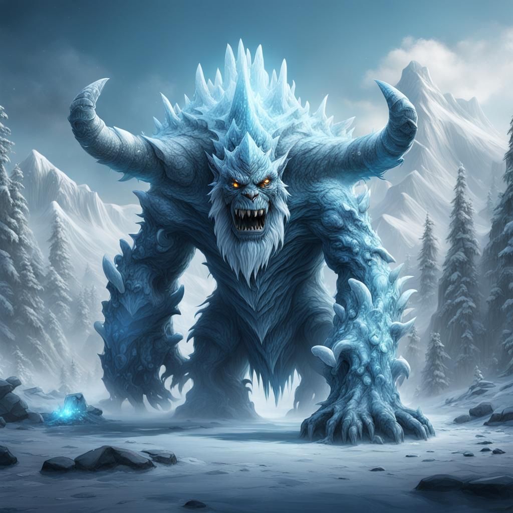 Detailed Ice Monster Matte Painting