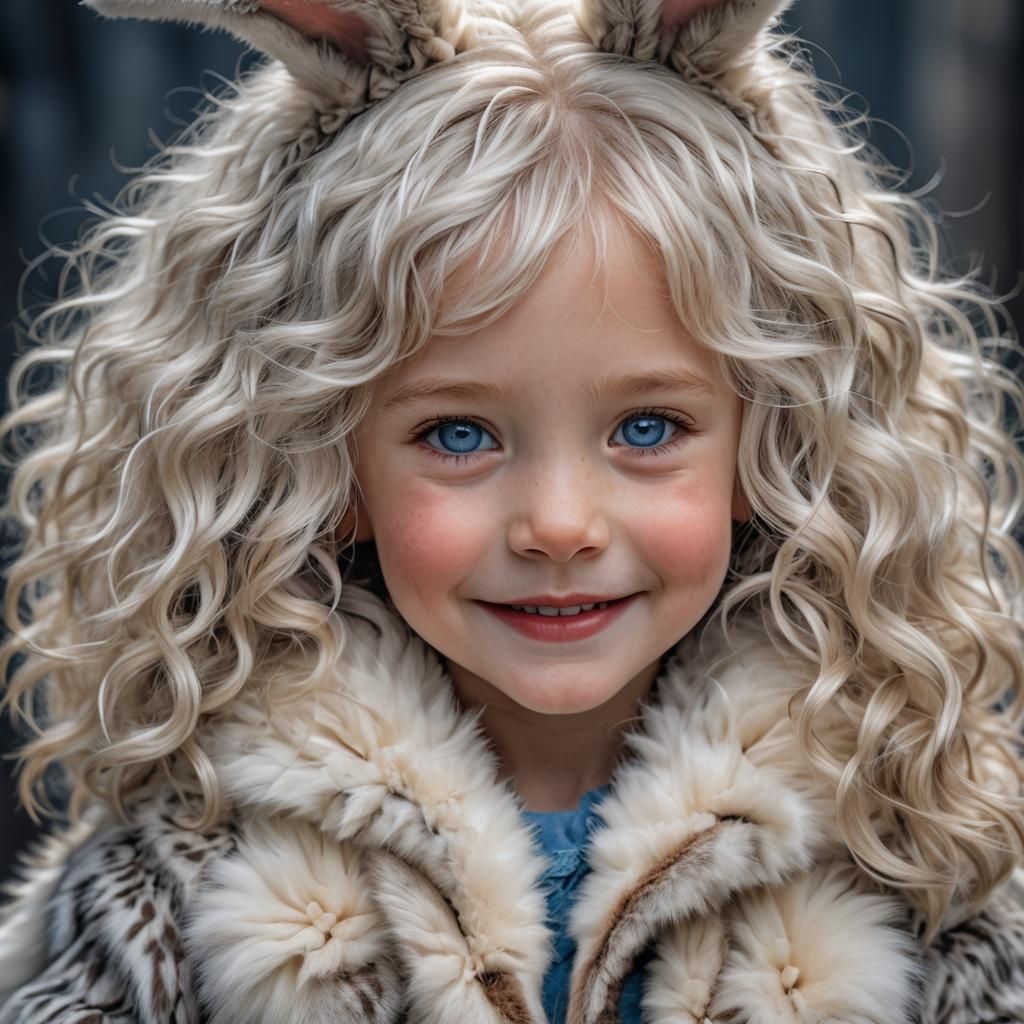 Hyperrealistic Portrait: Girl with Rabbit Ears
