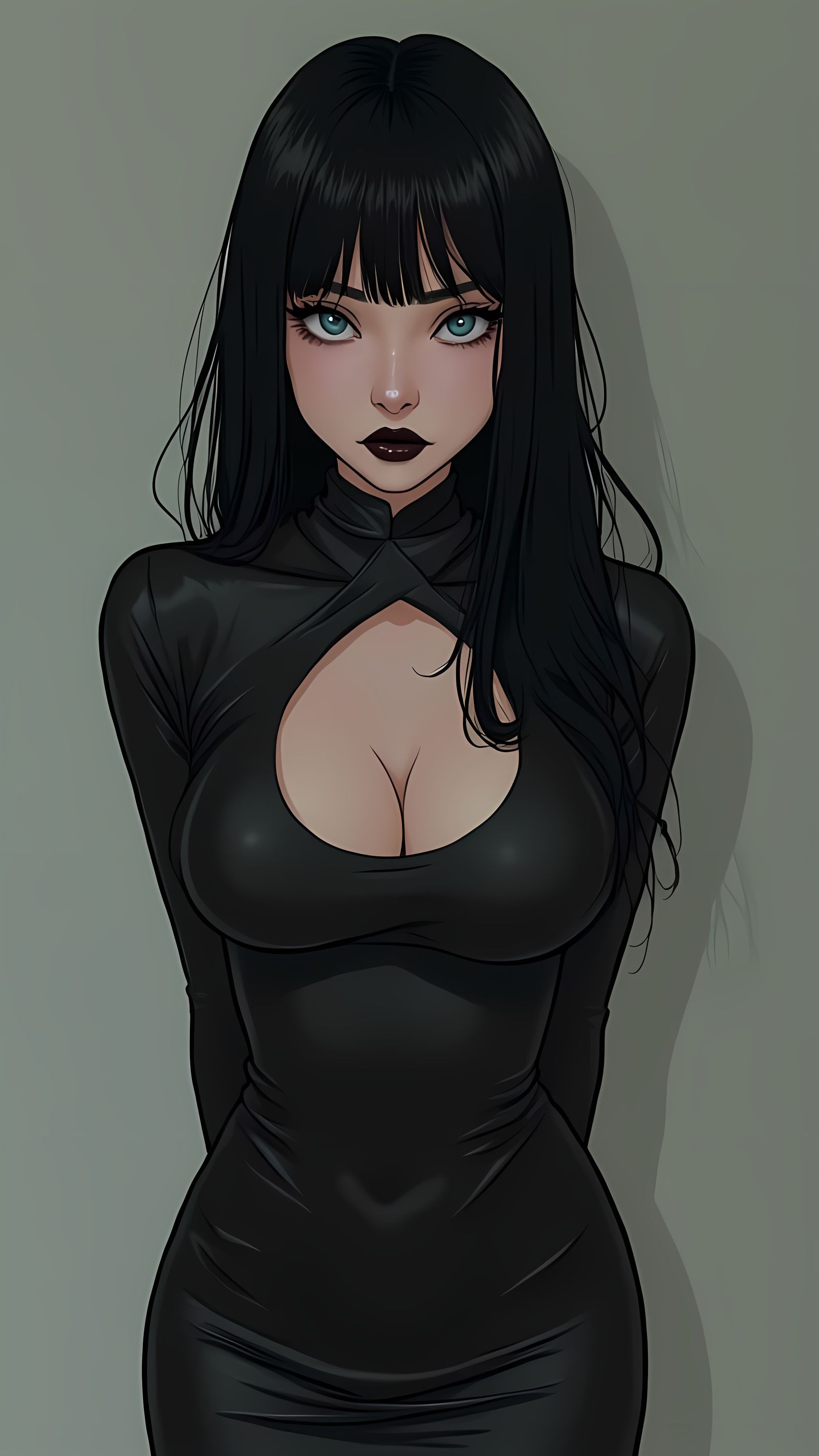 Unnerving Goth Woman in Anime Style