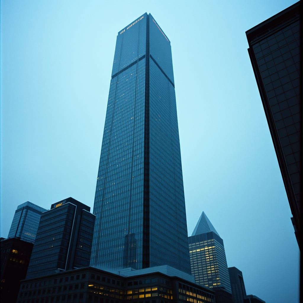 Epic Skyscraper Dominates Bustling Business District in Cine...