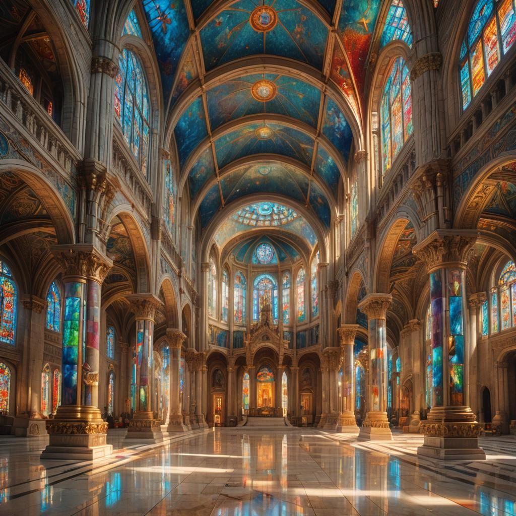 Fantasy Temple Interior Dedicated to Balance and Harmony