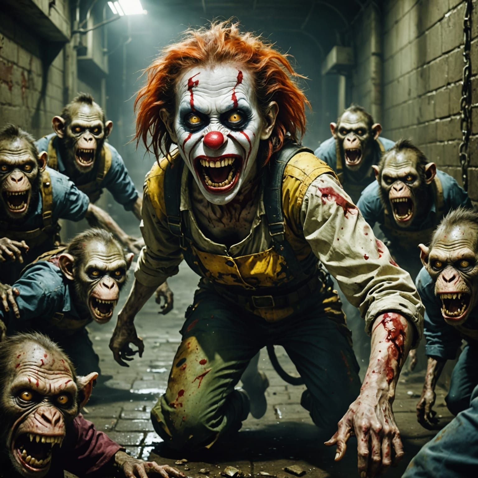 Zombie Monkey Clown Woman's Rat Attack