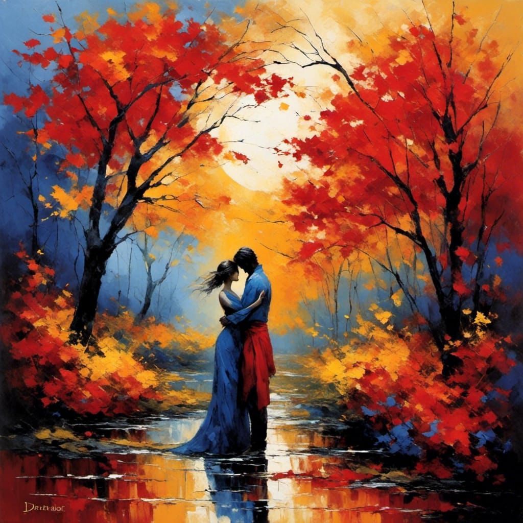 LoRA Image of Lovers Embracing at Sunset