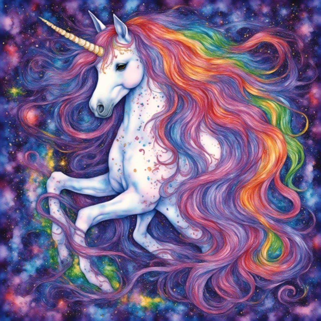 Rainbow Unicorn Octopus With Ethereal Glow