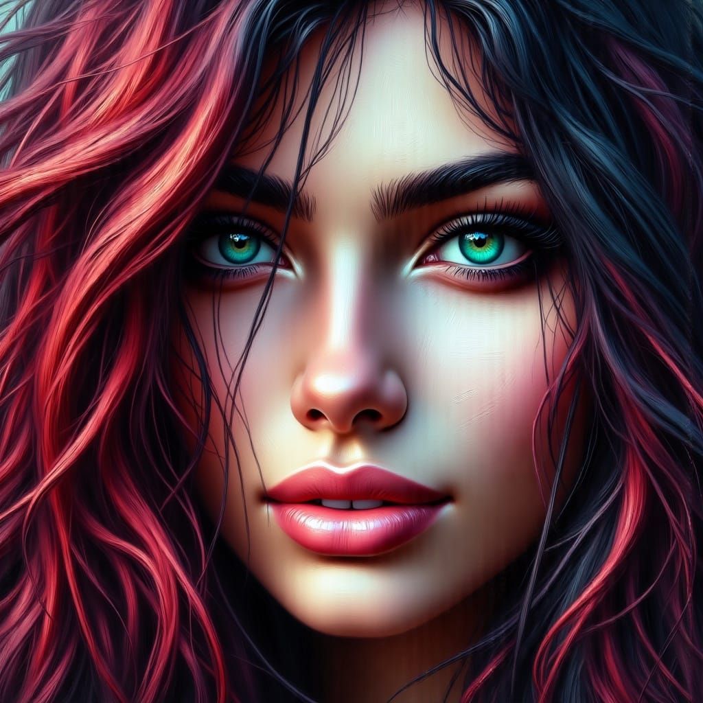 Winking Woman Portrait in Dark Fantasy Style