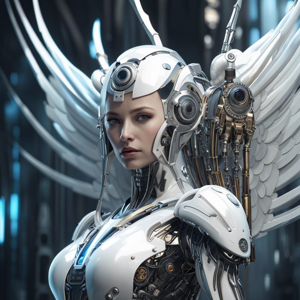 Intricate Cyborg Angel in a Sci-Fi Fantasy Style