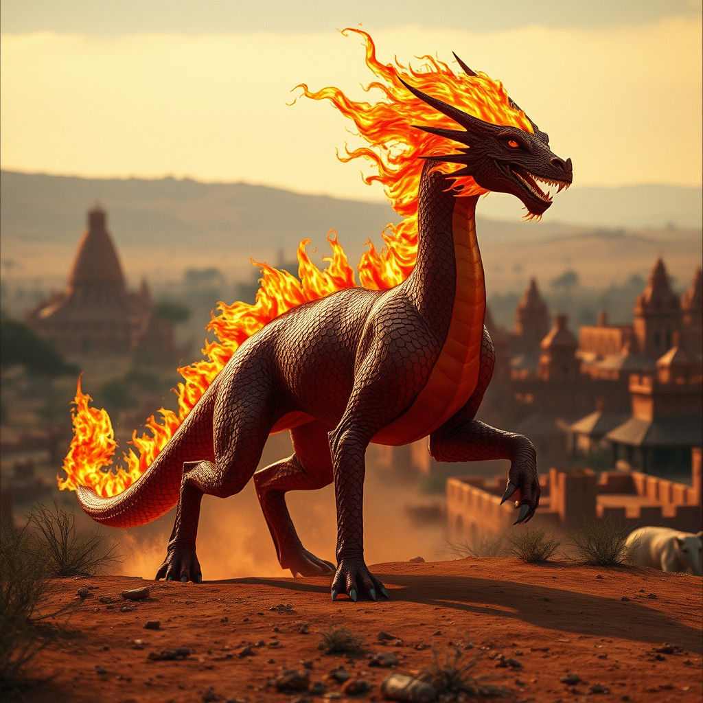 Fiery Wyrm in African Savannah