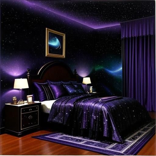 Night Sky Bedroom in Vaporwave Maximalist Style