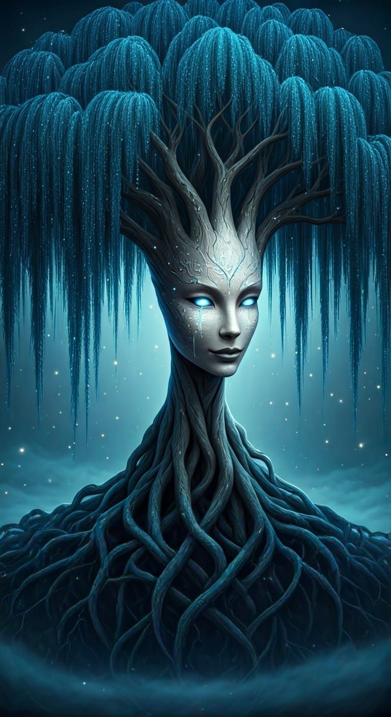 Resplendent Tree Goddess with Mystical Aura