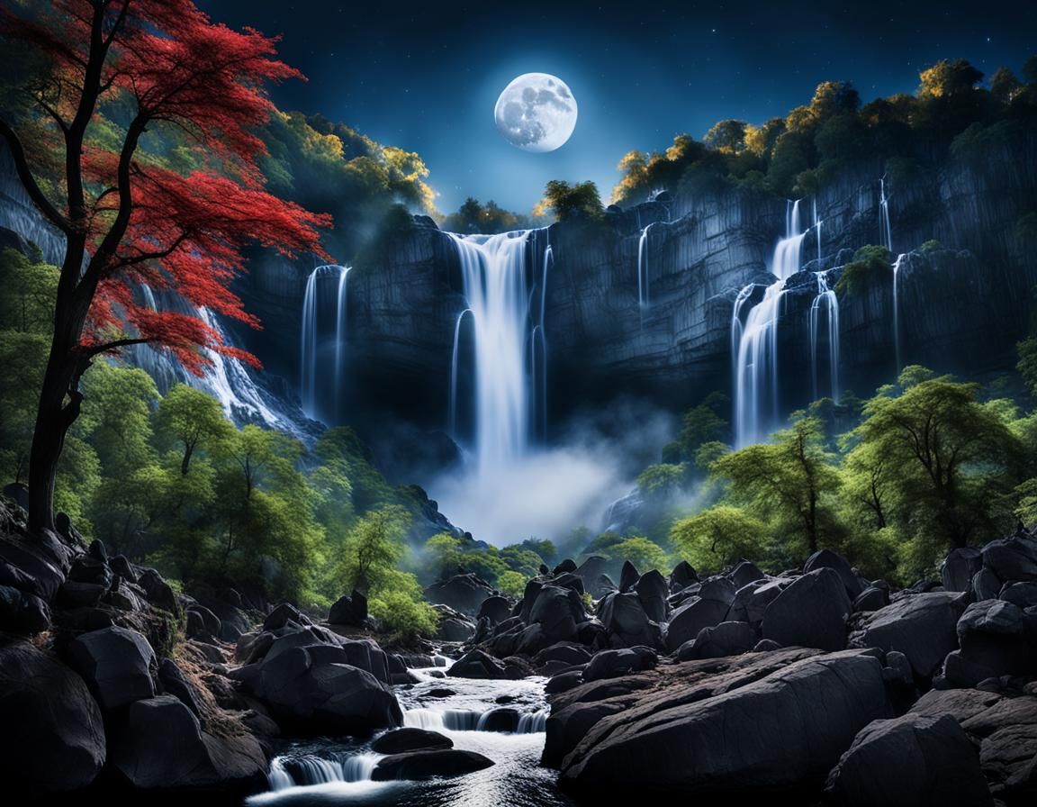 Luminescent Waterfalls Landscape Photography