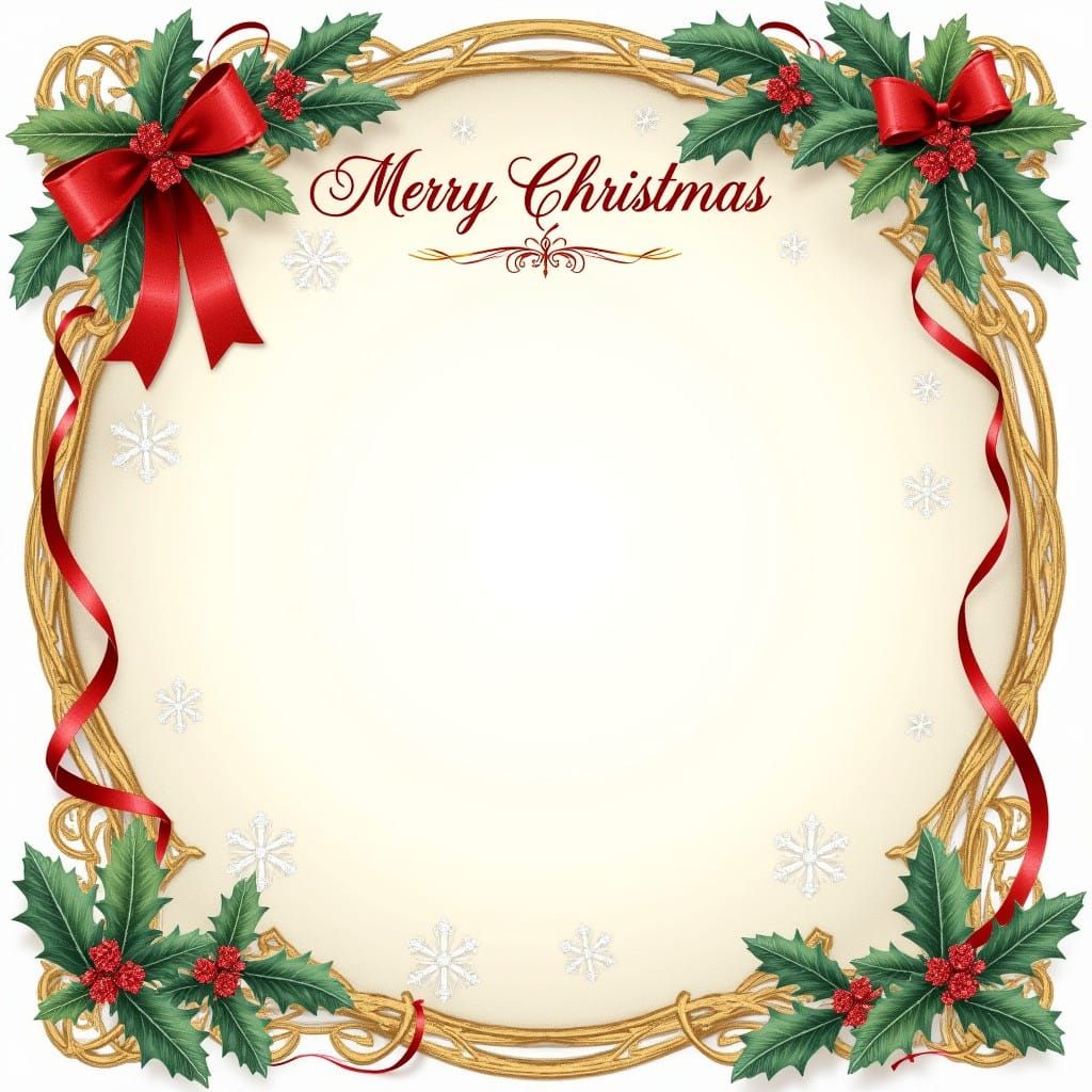 Traditional Christmas Ornament Backer Card with Elegant Bord...