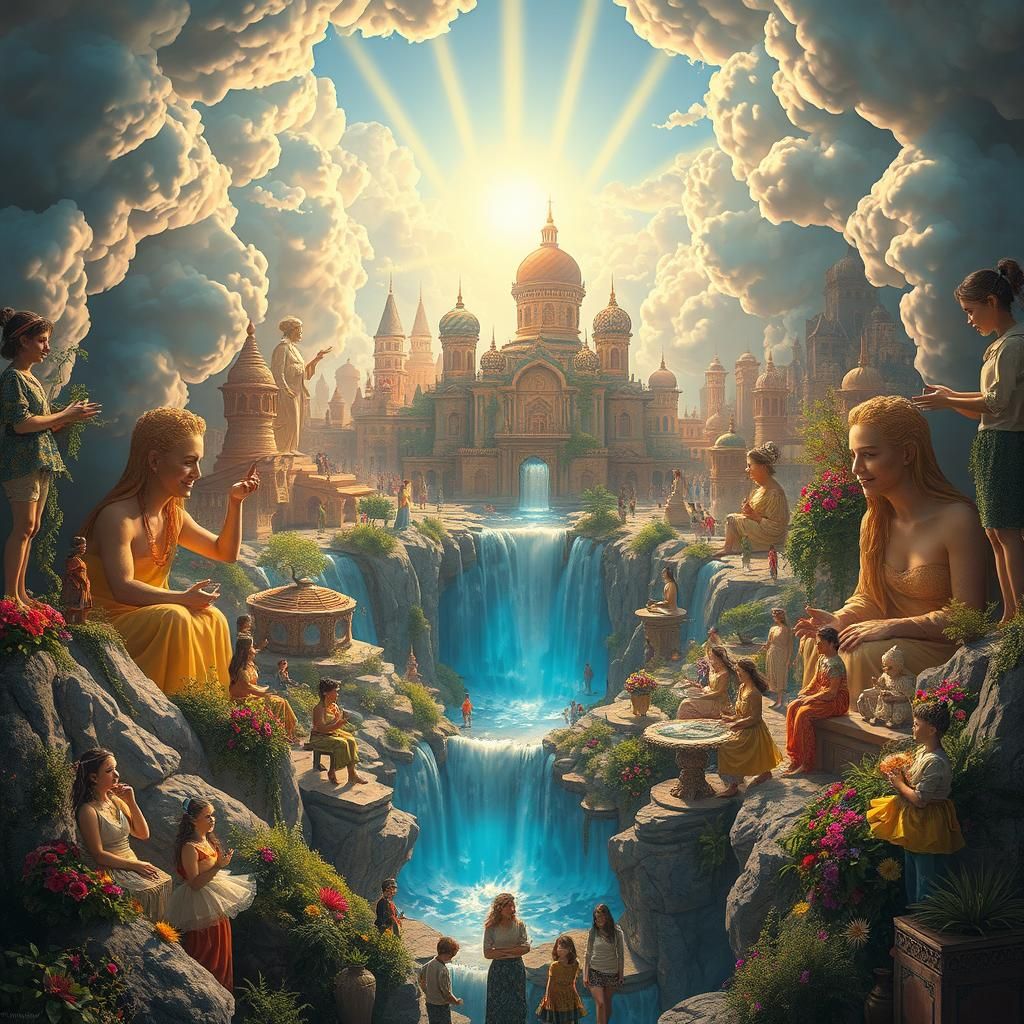 Utopian Cityscape in Earth's Core: Surreal Heaven