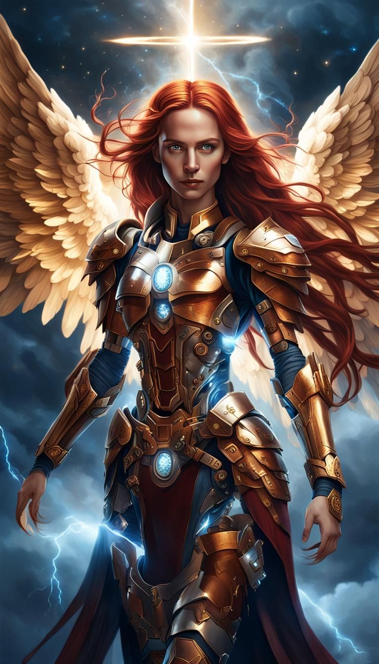 Angelic Woman with Diamond Wings in Sci-Fi Setting