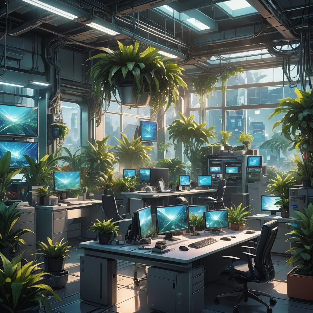 Cyberpunk Anime Office Concept Art in 8K
