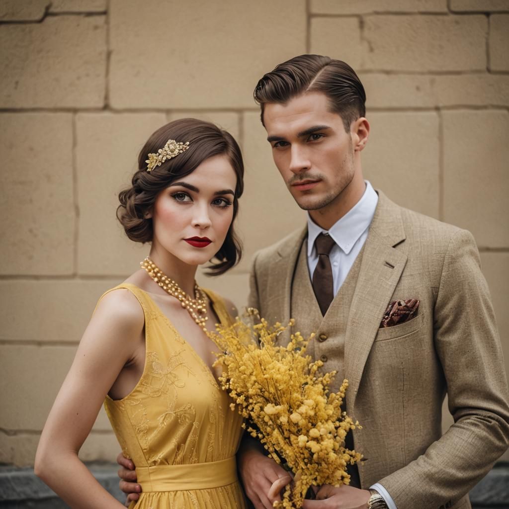 Roaring Twenties: Portrait of a Couple in 1920s Style