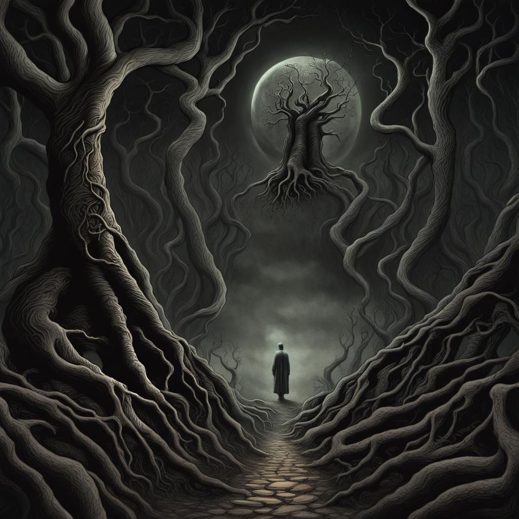Nightmarish Pathway under a Black Moon
