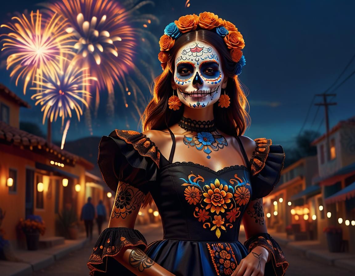 Day of the Dead Portrait in Hyperrealism