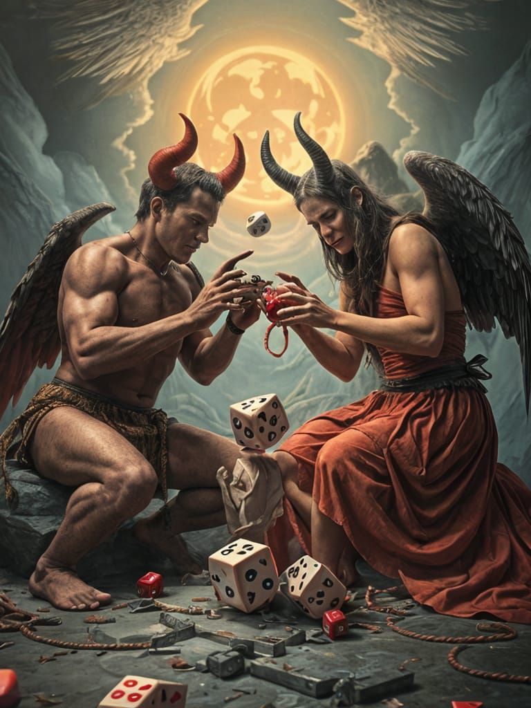 Angel and Devil Dice Game for a Soul