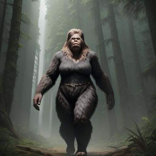 Bigfoot Woman: Detailed Matte Painting
